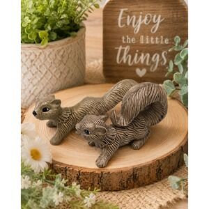 Vintage Arnels? Squirrel Figurine Japan‎ Retro Quirky Set Fall Brown